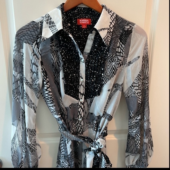 Kirna Zabete For Target Black, Grey And White Abstract Stars High-Low Dress - Picture 3 of 16